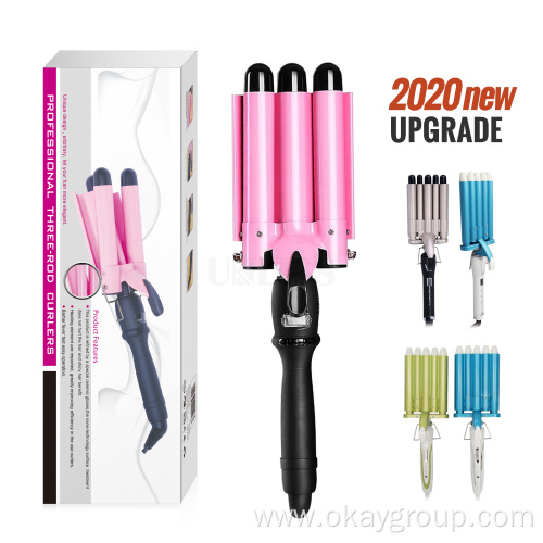 Three Barrel Ceramic Ionic Display Hair Curling Iron